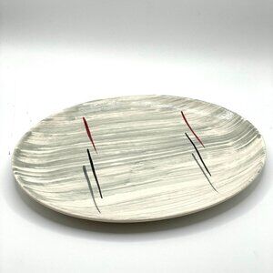 Vintage MCM National Brotherhood Hiawatha Prim Rose China Grey Stripe Platter